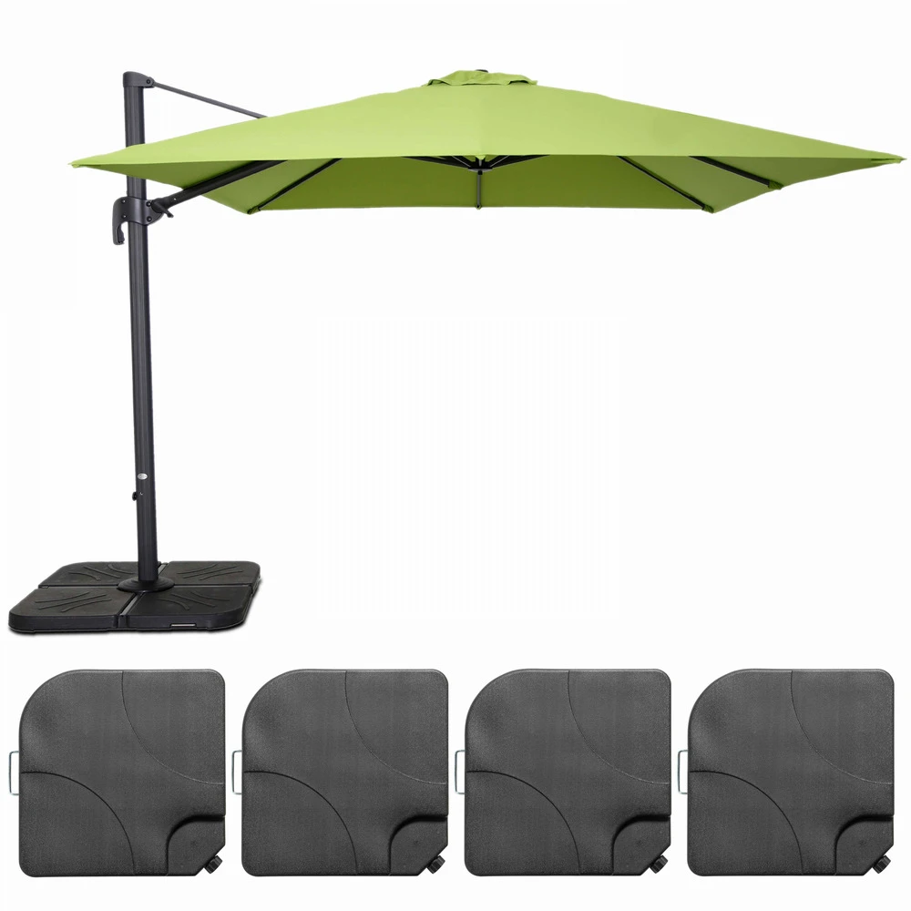 Parasol Déporté 3x3m Et 4 Dalles à Remplir Aluminium Vert 1 Parasol Déporté 3x3m Et 4 Dalles à Remplir Aluminium Vert