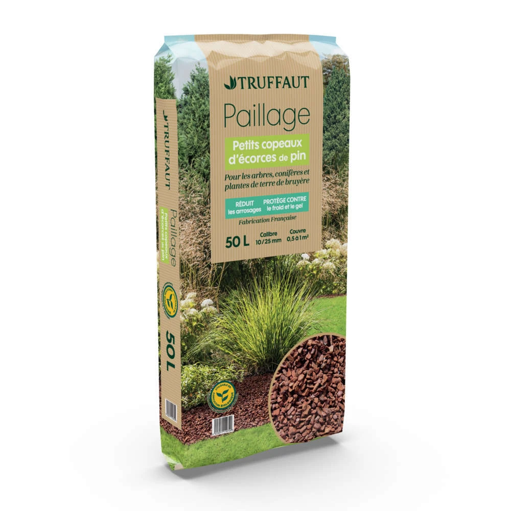 Paillage D'écorces De Pin Petits Copeaux Calibre 10/25 Mm - Sac De 50L 1 Paillage D'écorces De Pin Petits Copeaux Calibre 10/25 Mm - Sac De 50L