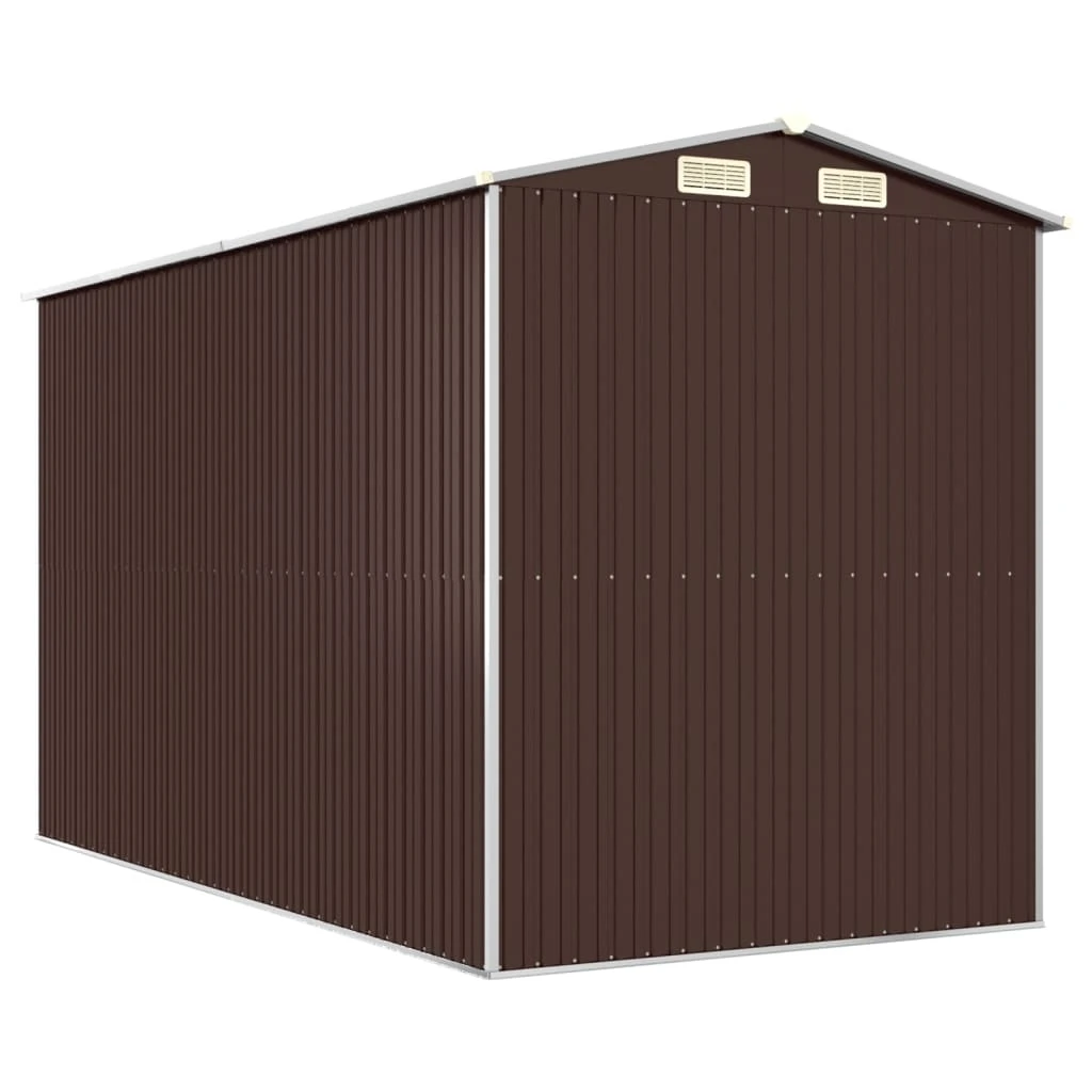 VIDAXL Abri De Jardin Marron Foncé 192x357x223 Cm Acier Galvanisé 6 VIDAXL Abri De Jardin Marron Foncé 192x357x223 Cm Acier Galvanisé – Image 6