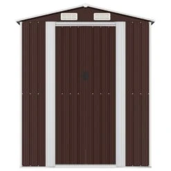 VIDAXL Abri De Jardin Marron Foncé 192x357x223 Cm Acier Galvanisé 9 VIDAXL Abri De Jardin Marron Foncé 192x357x223 Cm Acier Galvanisé -Boutique Jardin Extérieur 37e5953806dd90f5