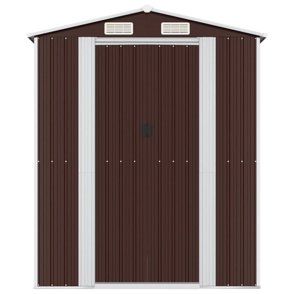 VIDAXL Abri De Jardin Marron Foncé 192x357x223 Cm Acier Galvanisé 3 VIDAXL Abri De Jardin Marron Foncé 192x357x223 Cm Acier Galvanisé – Image 3