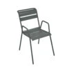 Fauteuil De Jardin Bridge MONCEAU Gris Orage En Acier - 64,5x52x85 Cm