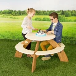 Axi Orion Table Pique Nique Enfant Ronde En Bois Marron & Blanc 7 Axi Orion Table Pique Nique Enfant Ronde En Bois Marron & Blanc -Boutique Jardin Extérieur 627a6e9bd4a290.42651758