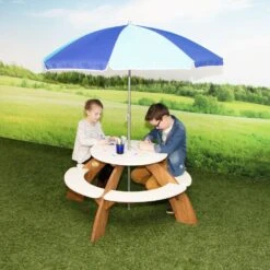 Axi Orion Table Pique Nique Enfant Ronde En Bois Marron & Blanc 8 Axi Orion Table Pique Nique Enfant Ronde En Bois Marron & Blanc -Boutique Jardin Extérieur 627a6e9be11838.74795888