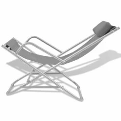 VIDAXL Chaises Inclinables De Terrasse 2 Pcs Acier Gris -Boutique Jardin Extérieur 627a736a704608.53126605