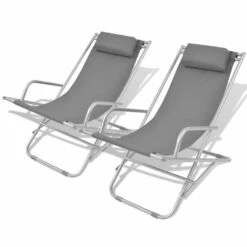 VIDAXL Chaises Inclinables De Terrasse 2 Pcs Acier Gris