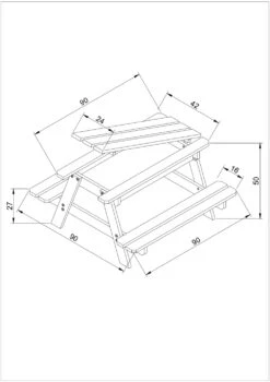Table Enfant Pour Le Jardin - Table Et Chaise Enfant Avec Boite De Rangement -90x90xh50 Cm - M010-1 -Boutique Jardin Extérieur 63eb3fd022ead1.56966562