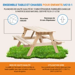 Table Enfant En Bois – Table Et Chaise Enfant - 90x90xh50 Cm - M018-1 12 Table Enfant En Bois – Table Et Chaise Enfant - 90x90xh50 Cm - M018-1 -Boutique Jardin Extérieur 63eb3fd1b7a075.85570537