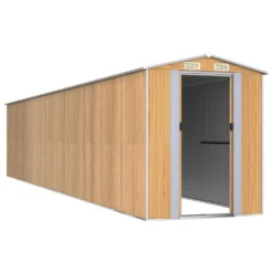 VIDAXL Abri De Jardin Marron Clair 192x938x223 Cm Acier Galvanisé -Boutique Jardin Extérieur 641f43b02b5166.23459040