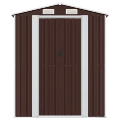 VIDAXL Abri De Jardin Marron Foncé 192x855x223 Cm Acier Galvanisé -Boutique Jardin Extérieur 641f4415924143.02703960