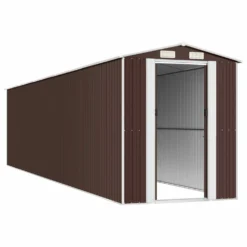 VIDAXL Abri De Jardin Marron Foncé 192x855x223 Cm Acier Galvanisé -Boutique Jardin Extérieur 641f44159df065.58793665