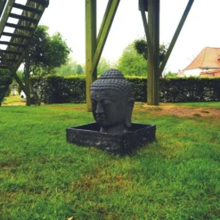 Fontaine Tête De Bouddha 75 Cm + Bac - Gris Anthracite 96 Cm -Boutique Jardin Extérieur 64242fcfaa5be4.66831888