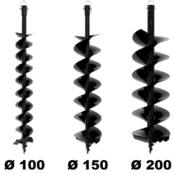 Lot De Mèches Semi-professionnelles ø 100 + 150 + 200 Mm Pour Tarière Thermique