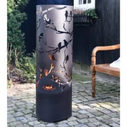 ESSCHERT DESIGN Baril à Feu Birds On Twig Acier Au Carbone Noir Ff409 -Boutique Jardin Extérieur 6437284f6bd910.05978016