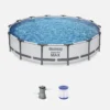 Piscine Tubulaire Bestway - Peridot 14.5m² Grise- Piscine Ronde ø4.3m Avec Pompe De Filtration Et Cartouche Filtrante Piscine Hors