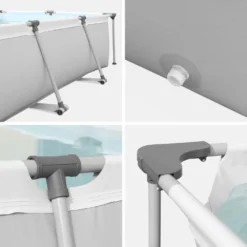 Piscine Tubulaire Tanzanite Grise. Piscine Rectangulaire 3x2m Avec Pompe De Filtration Piscine Hors Sol Armature Acier -Boutique Jardin Extérieur 64467492290471.76028293