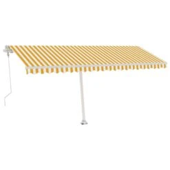 VIDAXL Auvent Automatique Capteur De Vent Led 500x350cm Jaune Et Blanc