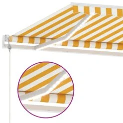 VIDAXL Auvent Automatique Capteur De Vent Led 500x350cm Jaune Et Blanc -Boutique Jardin Extérieur 64515c660c7b14.51284666