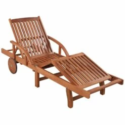 VIDAXL Chaise Longue Avec Coussin Bois D'acacia Solide -Boutique Jardin Extérieur 64535111c5d7a8.42540653