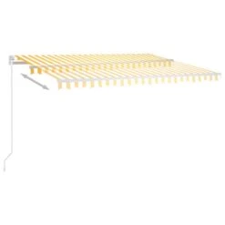 VIDAXL Auvent Rétractable Automatique Et Poteaux 4,5x3m Jaune Et Blanc 11 VIDAXL Auvent Rétractable Automatique Et Poteaux 4,5x3m Jaune Et Blanc -Boutique Jardin Extérieur 645657dcb13712.02894024