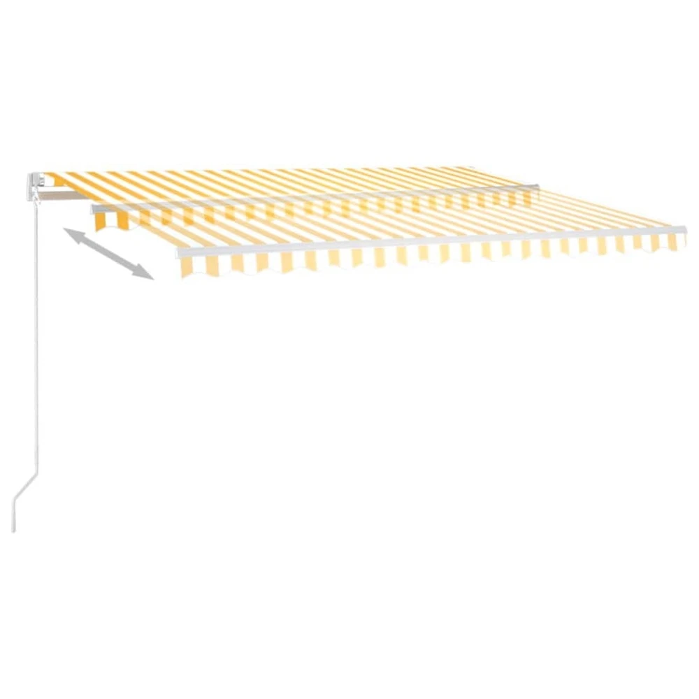 VIDAXL Auvent Rétractable Automatique Et Poteaux 4,5x3m Jaune Et Blanc 5 VIDAXL Auvent Rétractable Automatique Et Poteaux 4,5x3m Jaune Et Blanc – Image 5