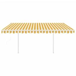 VIDAXL Auvent Rétractable Automatique Et Poteaux 4,5x3m Jaune Et Blanc 9 VIDAXL Auvent Rétractable Automatique Et Poteaux 4,5x3m Jaune Et Blanc -Boutique Jardin Extérieur 645657dcb75b98.61639470