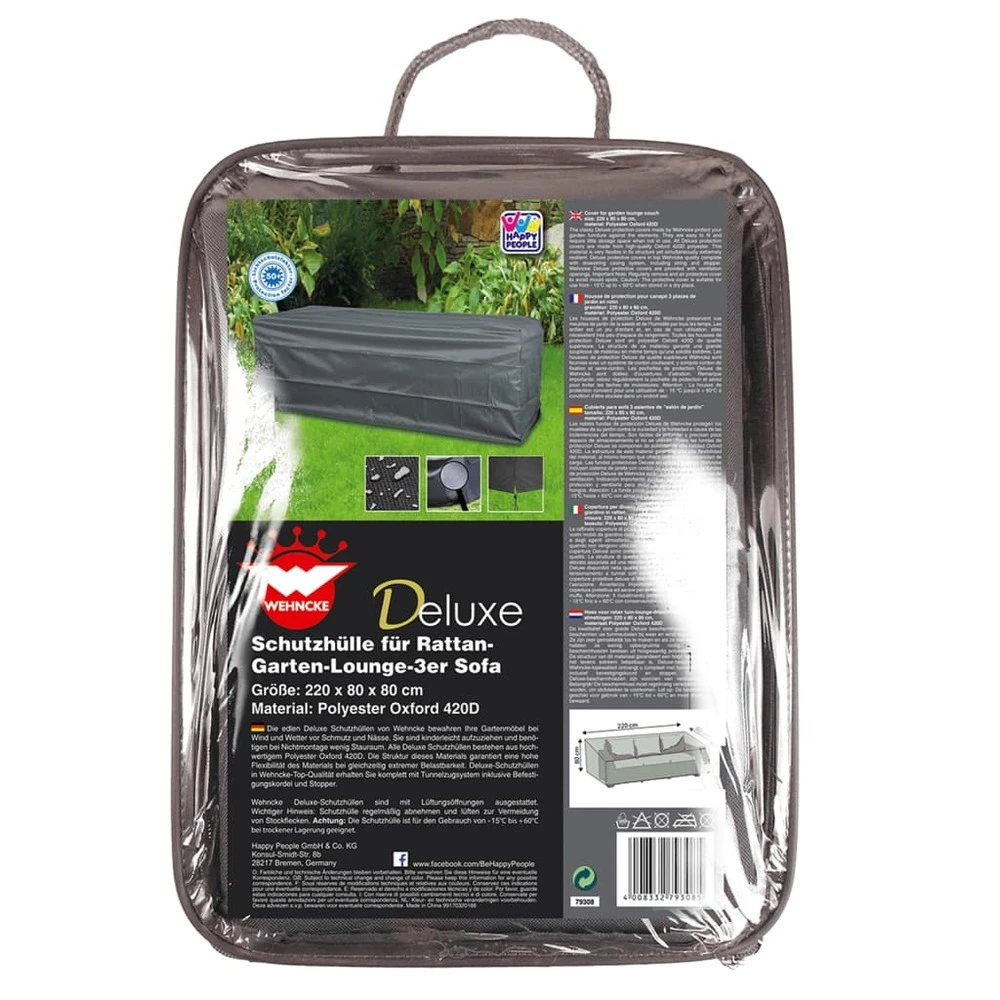 Happy People Housse Pour Salon De Jardin Deluxe 220x80x80 Cm Gris 5 Happy People Housse Pour Salon De Jardin Deluxe 220x80x80 Cm Gris – Image 5