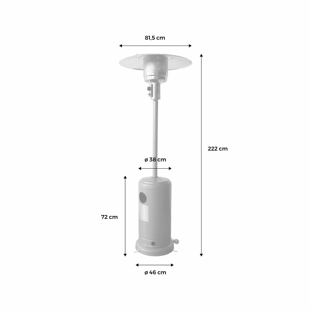 Chauffage D'extérieur à Gaz 13kw - Siberia - Parasol Chauffant Gris. Avec Roulettes Et Stabilisateur 6 Chauffage D'extérieur à Gaz 13kw - Siberia - Parasol Chauffant Gris. Avec Roulettes Et Stabilisateur – Image 6
