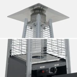 Lot De 2 Chauffages D'extérieur - Sweden - Parasols Chauffants Gaz Pyramide. Design. Véritable Flamme. Roulettes Incluses -Boutique Jardin Extérieur 645b9093679d93.52171167