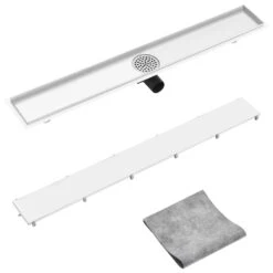 VIDAXL Drain De Douche Avec Couvercle 2 En 1 93x14 Cm Acier Inoxydable -Boutique Jardin Extérieur 645d59e663fcd7.34741547