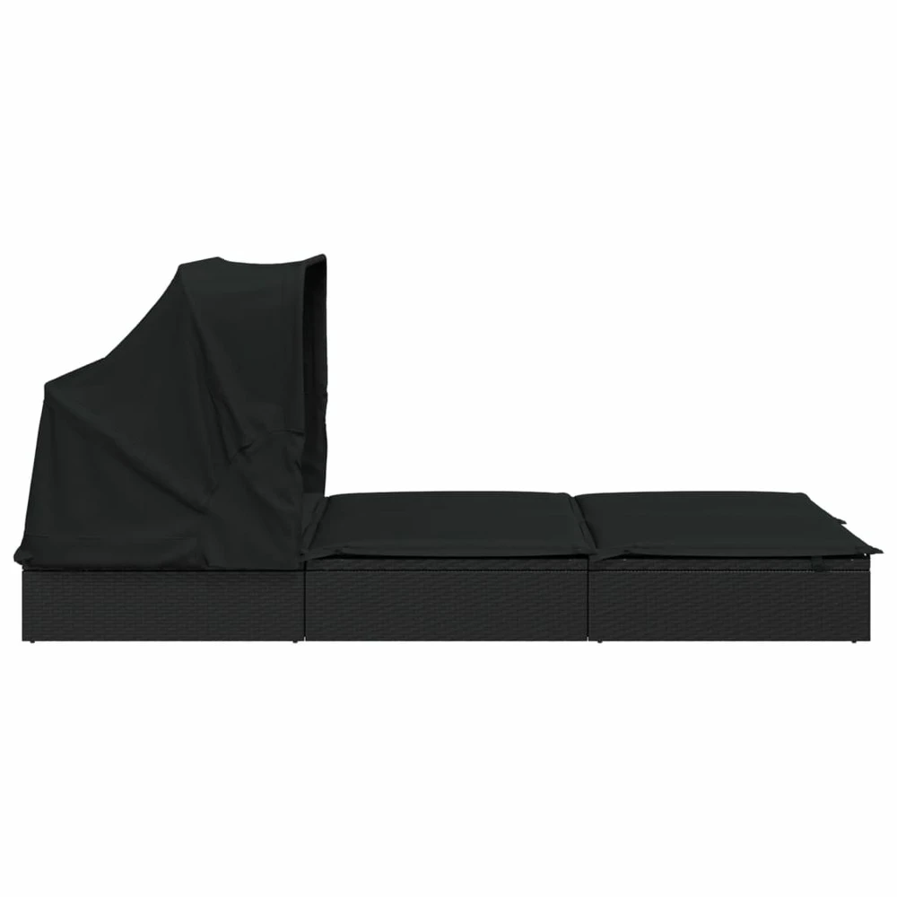 VIDAXL Transat 2 Places Avec Toit Pliable Noir 213x118x97 Cm 7 VIDAXL Transat 2 Places Avec Toit Pliable Noir 213x118x97 Cm – Image 7