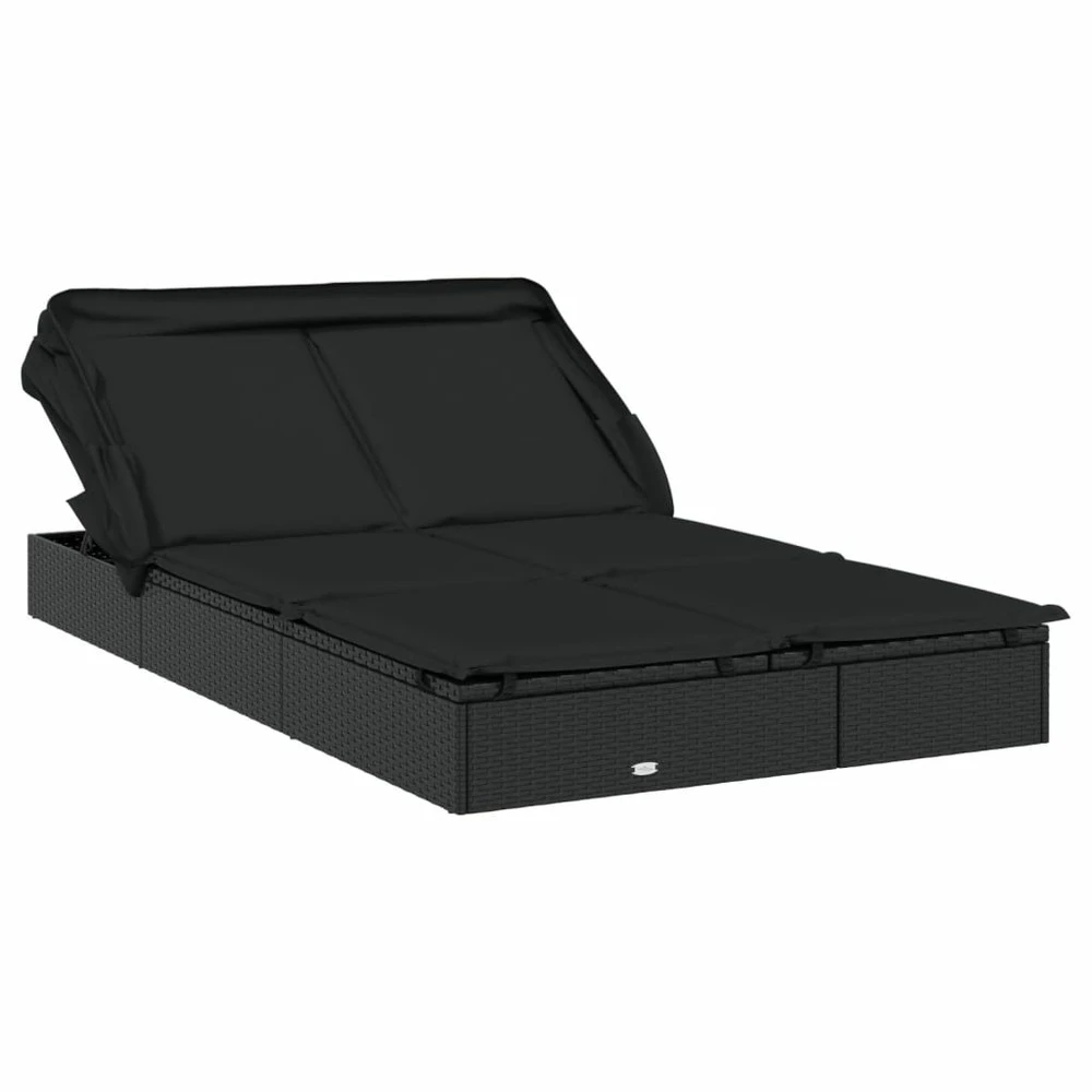 VIDAXL Transat 2 Places Avec Toit Pliable Noir 213x118x97 Cm 1 VIDAXL Transat 2 Places Avec Toit Pliable Noir 213x118x97 Cm