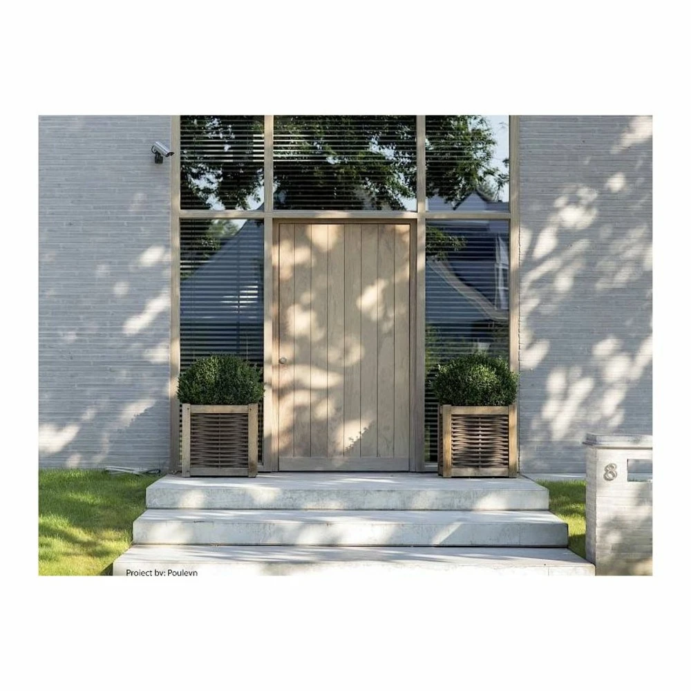 Jardinière En Chêne Avec Tressage Noisetier - Avec Bac Intérieur - 60 X 60 X 60 Cm 5 Jardinière En Chêne Avec Tressage Noisetier - Avec Bac Intérieur - 60 X 60 X 60 Cm – Image 5