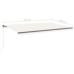 VIDAXL Auvent Manuel Rétractable 500x300 Cm Crème -Boutique Jardin Extérieur 6467160f4e5ed4.90597800