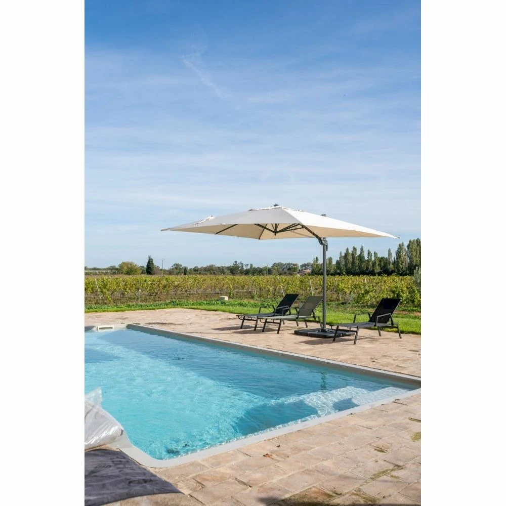 Parasol Déporté Ecru + Dalle Et Housse L400xh272xl300 - Gabin - Cezare 1 Parasol Déporté Ecru + Dalle Et Housse L400xh272xl300 - Gabin - Cezare