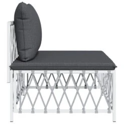 VIDAXL Canapé Central De Jardin Avec Coussins Blanc Tissu Tissé -Boutique Jardin Extérieur 646d11314bee61.47296365