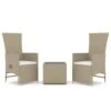 VIDAXL Ensemble De Salon De Jardin 3 Pcs Beige Poly Rotin Et Acier