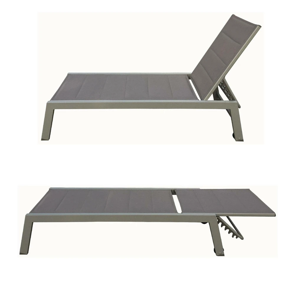 Baisao - Bain De Soleil Droit Textilène Aluminium - Inclinable Et Confortable - Léger Et Facile à Déplacer - Roulettes Arrière - 2 Baisao - Bain De Soleil Droit Textilène Aluminium - Inclinable Et Confortable - Léger Et Facile à Déplacer - Roulettes Arrière - – Image 2