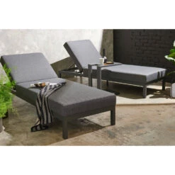 Ensemble Bain De Soleil Avec Tablette En Aluminium Gris -Boutique Jardin Extérieur 646e0113982298.92955886