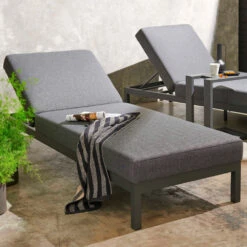 Lot De 2 Bains De Soleil Avec Tablettes En Aluminium Gris -Boutique Jardin Extérieur 646e0121425148.75824922