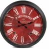 Grande Horloge Ancienne Murale Paris Bistro Métal Rouge-bordeaux 70cm