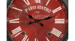 Grande Horloge Ancienne Murale Paris Bistro Métal Rouge-bordeaux 70cm -Boutique Jardin Extérieur 6479de0d99f143.94606961