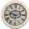 Horloge Ancienne Murale Rose De Provence Métal Blanc 47cm