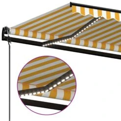 VIDAXL Auvent Automatique Capteur De Vent Led 600x350cm Jaune Et Blanc -Boutique Jardin Extérieur 6480d1dbc4c585.46381652