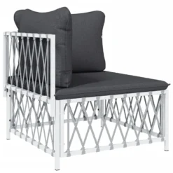 VIDAXL Salon De Jardin 4 Pcs Avec Coussins Blanc Acier -Boutique Jardin Extérieur 6480d27e1aae82.99513863