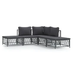 VIDAXL Salon De Jardin Avec Coussins 5 Pcs Anthracite Acier