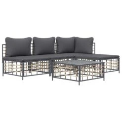 VIDAXL Salon De Jardin 5 Pcs Avec Coussins Anthracite Résine Tressée -Boutique Jardin Extérieur 6480d2a1d3fa89.88054074