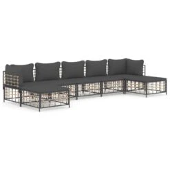 VIDAXL Salon De Jardin 7 Pcs Avec Coussins Anthracite Résine Tressée