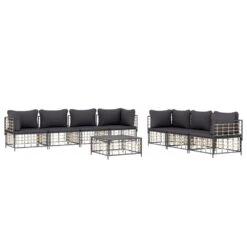 VIDAXL Salon De Jardin 8 Pcs Avec Coussins Anthracite Résine Tressée -Boutique Jardin Extérieur 6480d2cb687643.96912198