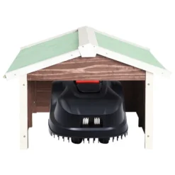 VIDAXL Garage De Tondeuse à Gazon 72x87x50 Cm Moka Et Blanc Sapin -Boutique Jardin Extérieur 6480d349783b05.83680222